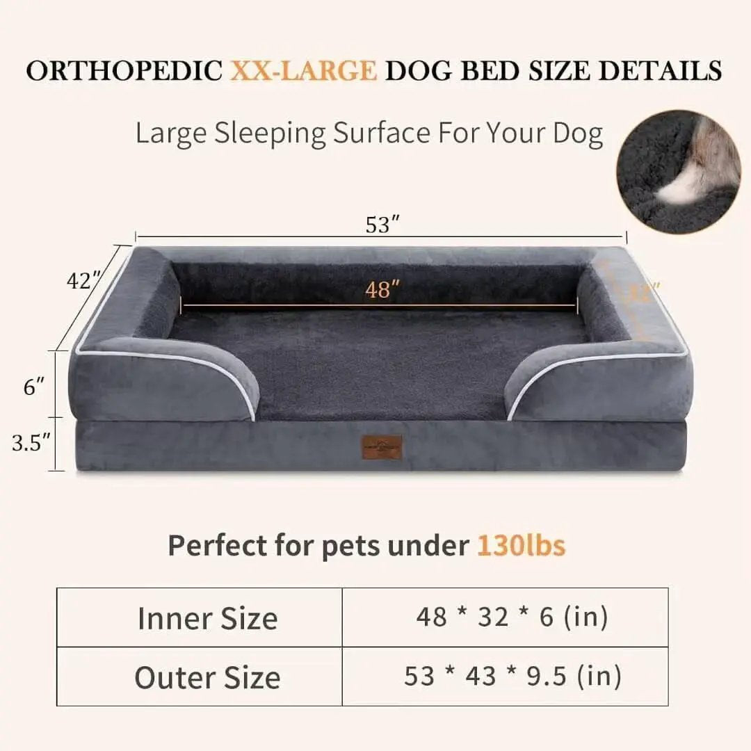 Waterproof Orthopedic Foam Dog Bed Extra Large Dark Grey from PriceLows™