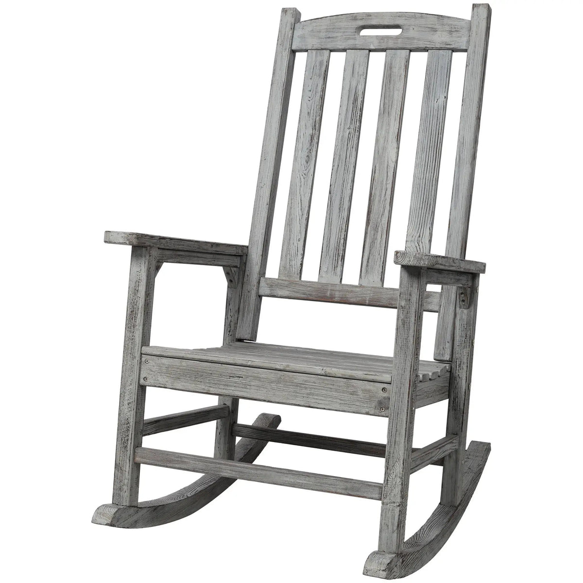 Oversized Porch Rocker Chair | 21 Inch Wide Seat | Tall Backrest | Fir Wood Construction