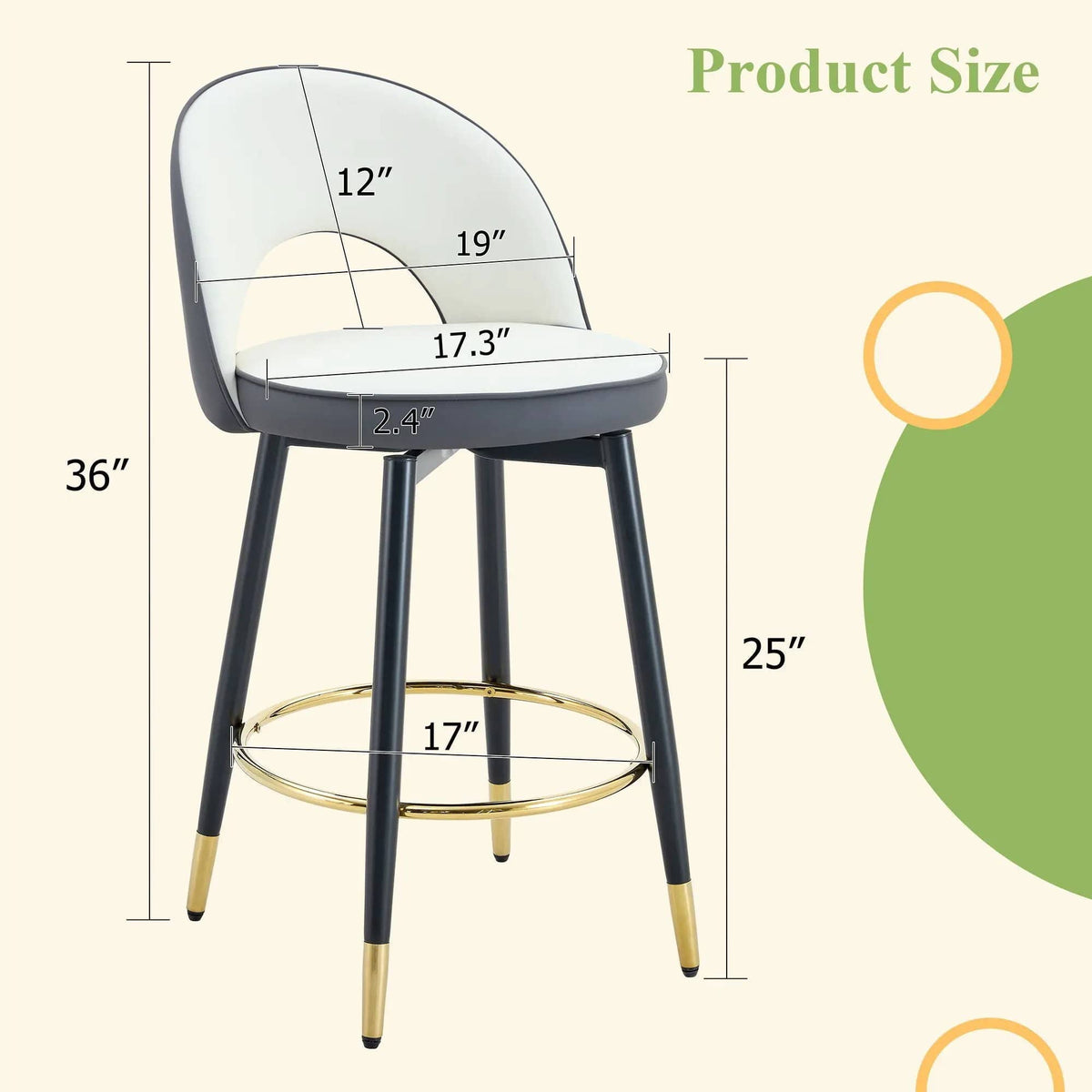 Upholstered Rotatable Bar Chair With Metal Legs For Dining Room Stool Set | Stool Set | Metal | Dining Room