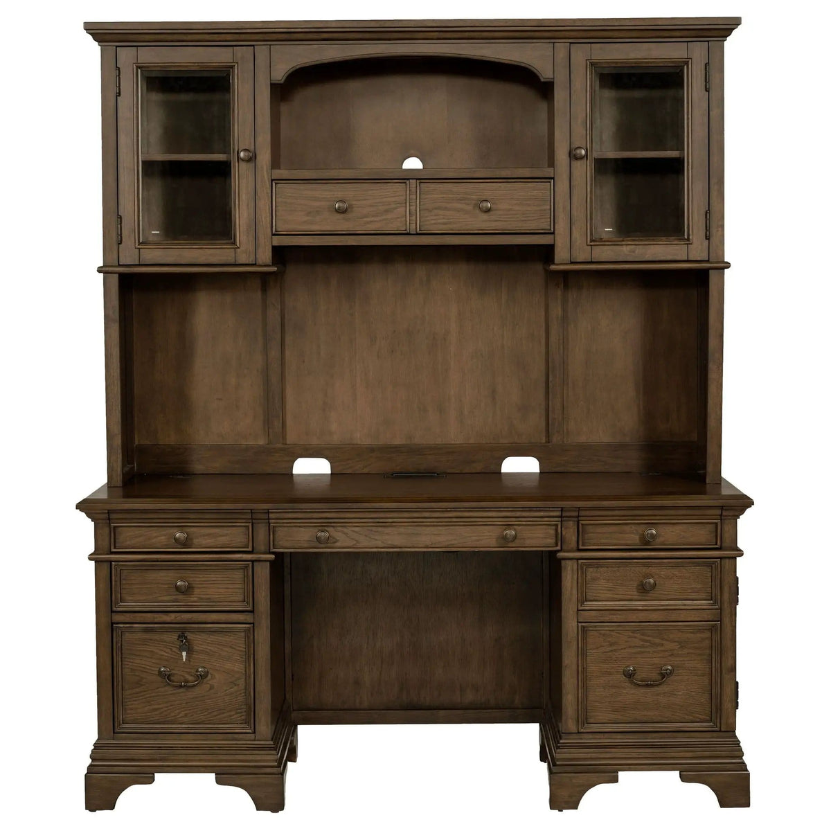 Hartshill 66-inch 5-drawer Credenza with Hutch Burnished | 66 x 24 x 78.25 in | 5-Drawer | Oak