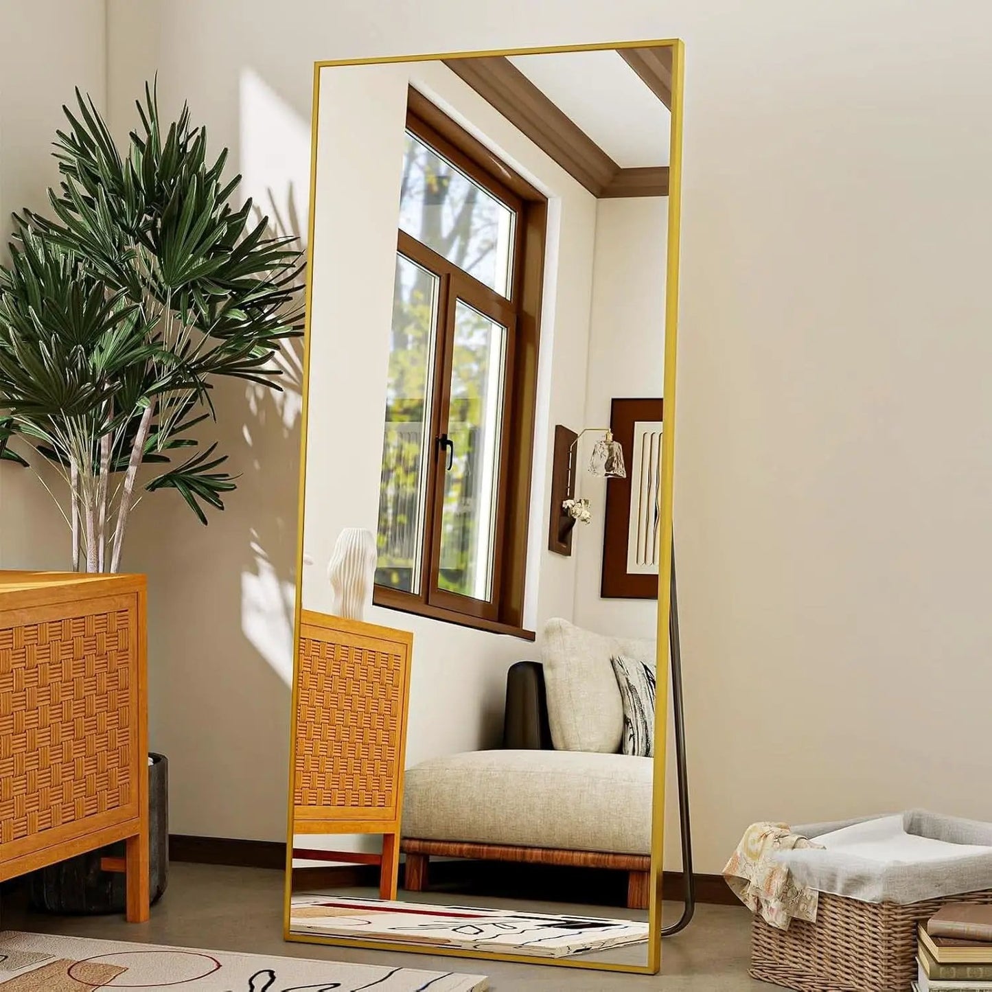 Gold Floor Mirror 21x57 Inch Full Length With Stand from PriceLows™