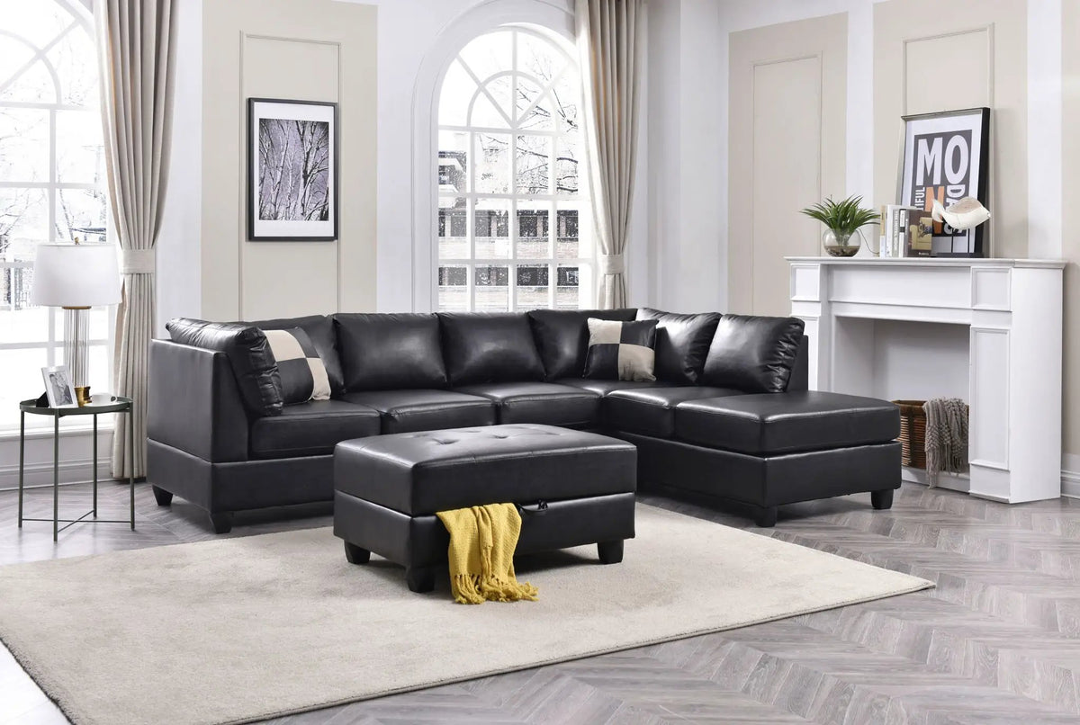 Malone Comfort Sectional | Pocketed Coil And Foam Seating | Removable Backs | 111 Inch Length