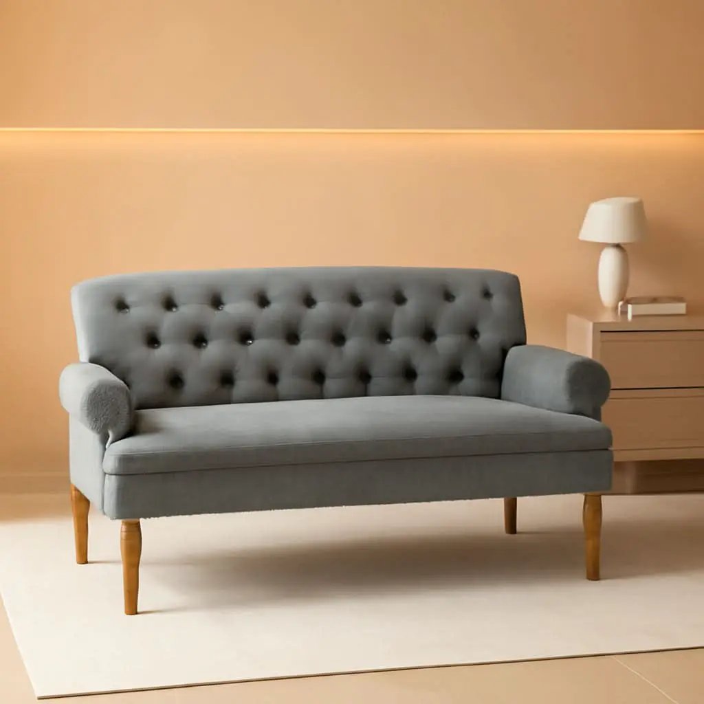 Dove Gray Loveseat Sofa With Button Tufting Sinuous Springs from PriceLows™