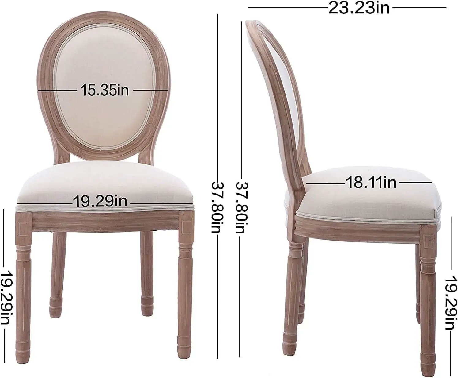 French Country Dining Chairs Set Of 4 With Linen Upholstery And Solid Wood Legs from PriceLows™