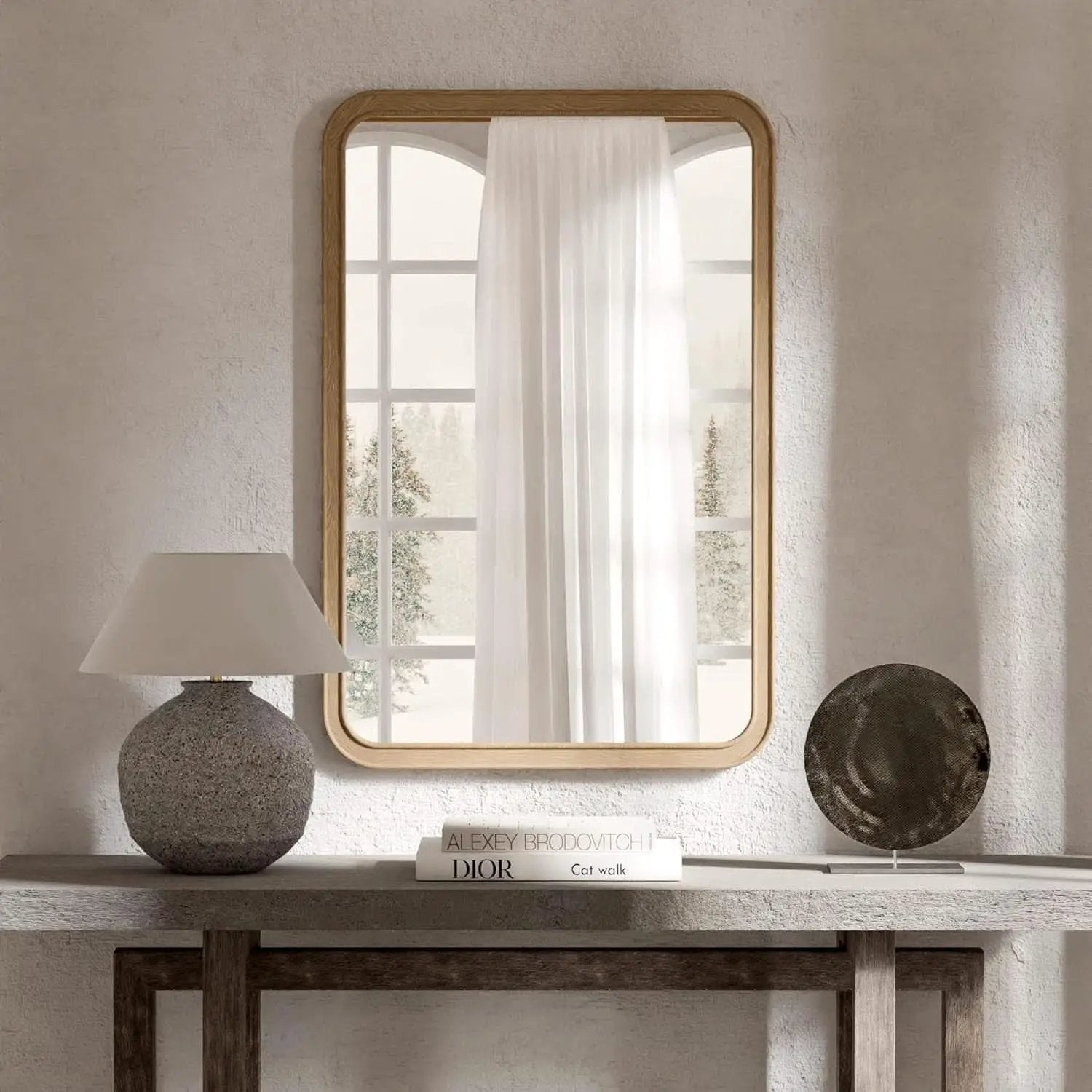 Wood Framed Bathroom Mirror 24x36 Inch Wall Mounted from PriceLows™