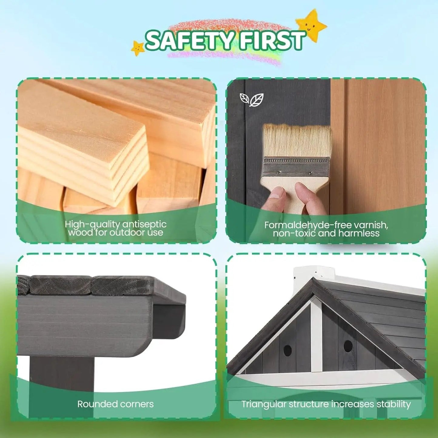 Wooden Outdoor Playhouse Gray White Integrated Sink from PriceLows™