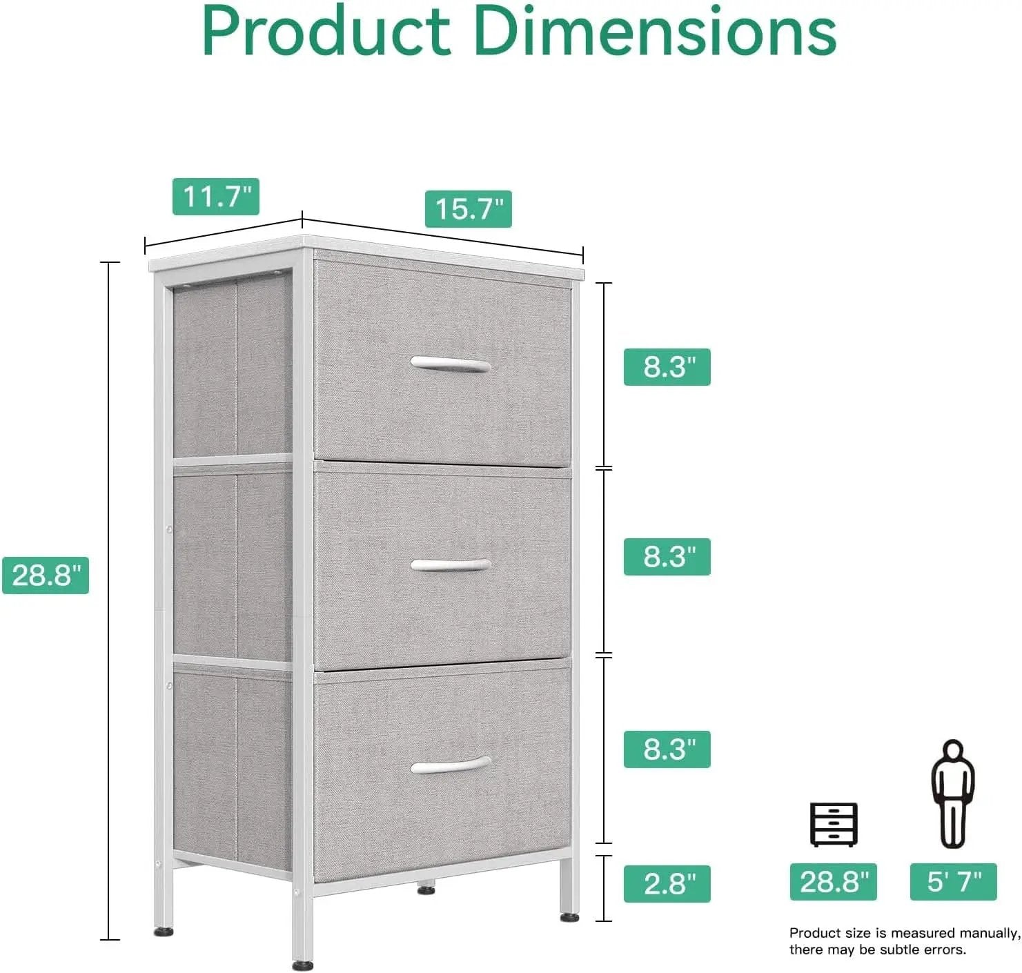 Light Grey Dresser With 3 Drawers For Bedroom Nightstand from PriceLows™