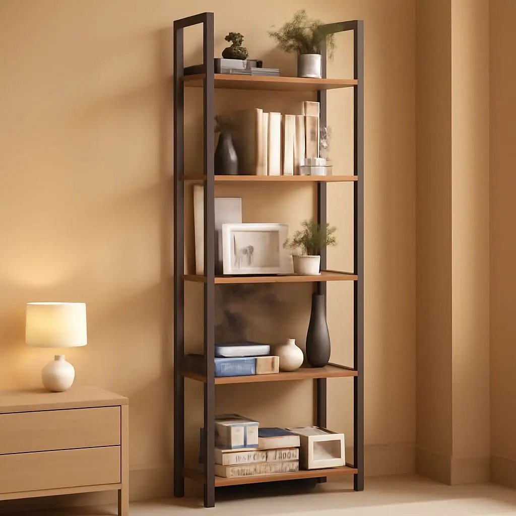 Industrial 65 Inch High Bookshelf With Steel Frame from PriceLows™