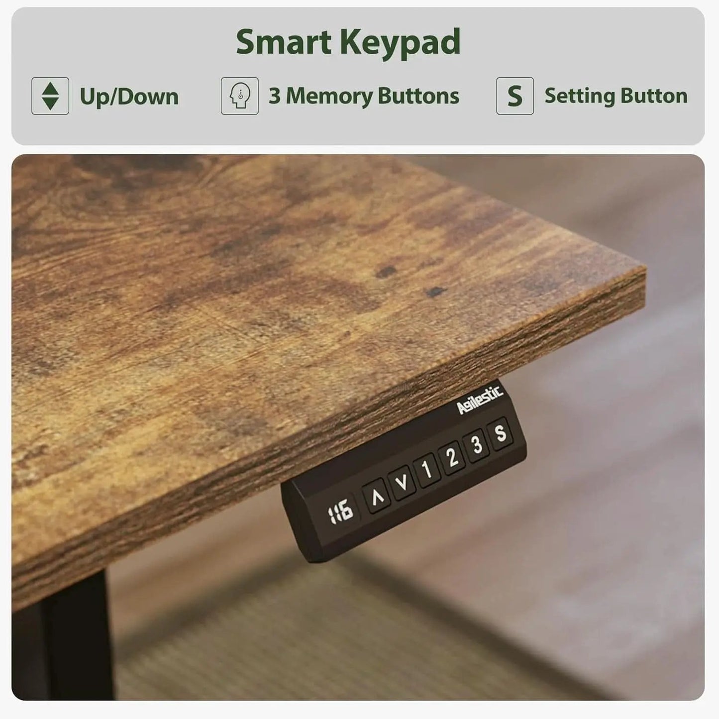 Electric L-Shaped Standing Desk 63 By 55 Inch Rustic Brown from PriceLows™