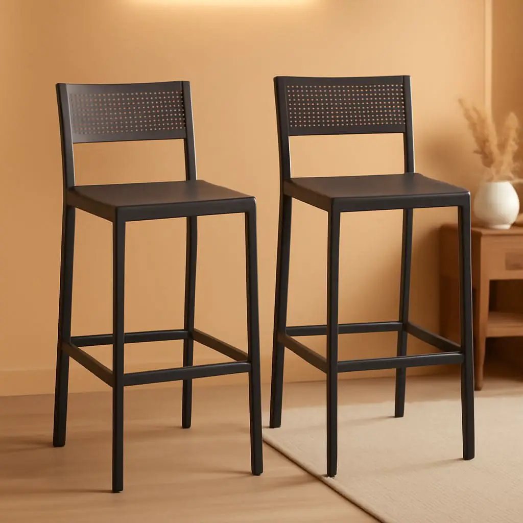 Industrial Charcoal Gray Bar Stools Set Of 2 for Kitchen from PriceLows™
