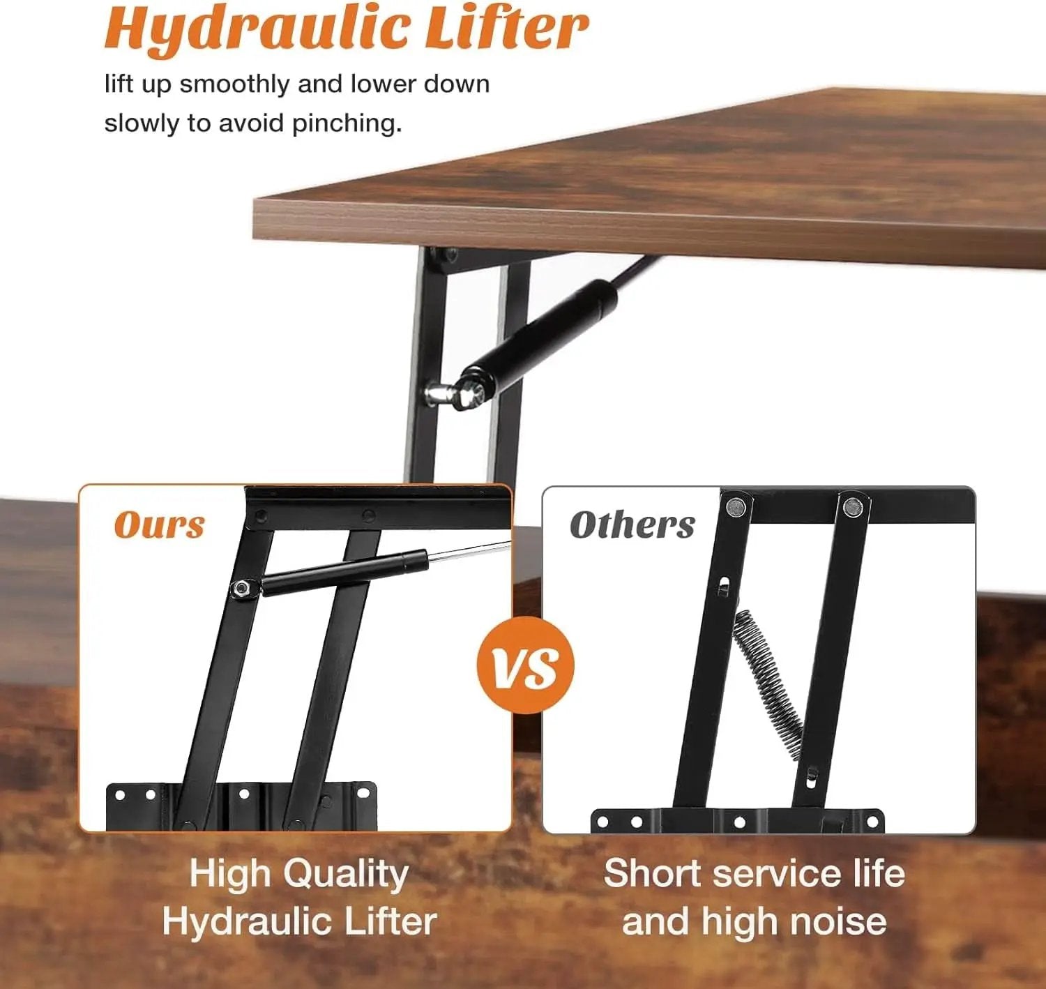 Brown Lift Top Coffee Table With Storage And Hidden Compartment from PriceLows™