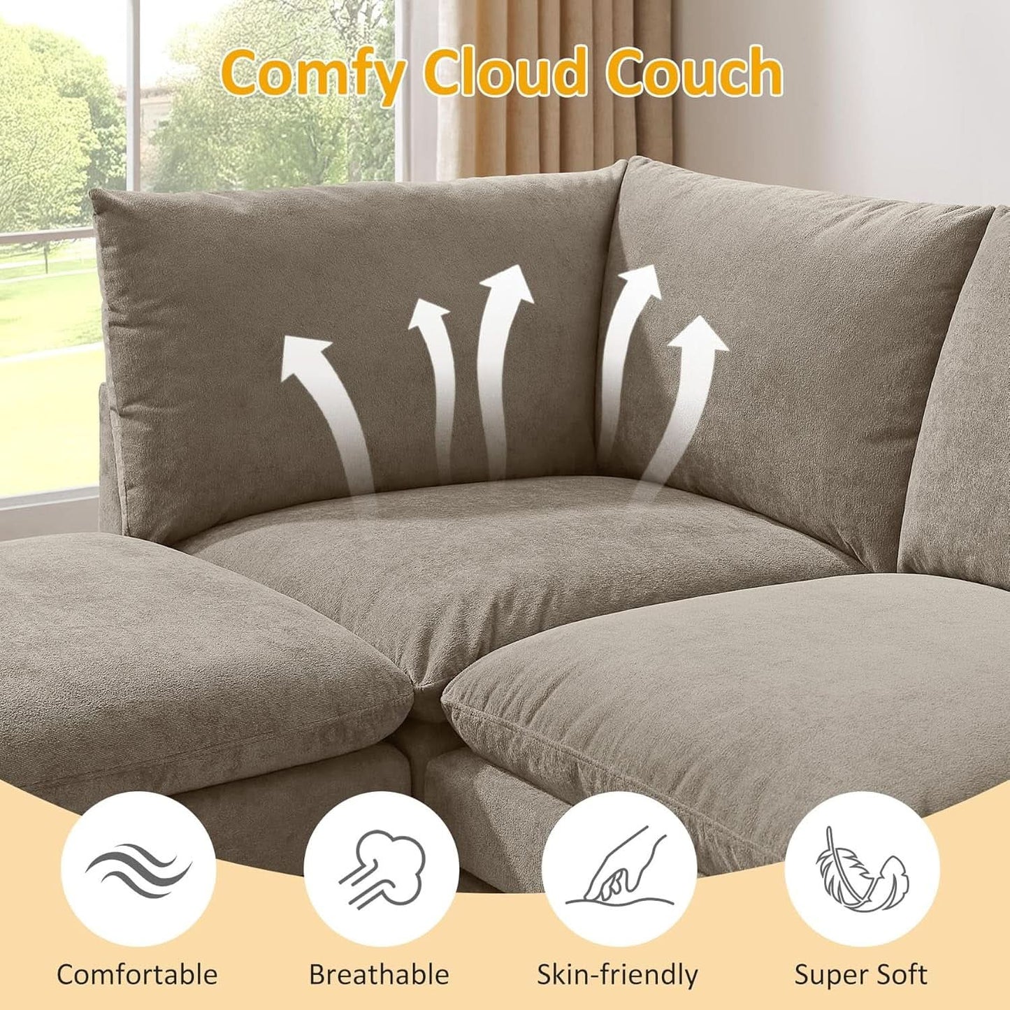 127 Inch Taupe Contemporary Modular Sectional Sofa from PriceLows™