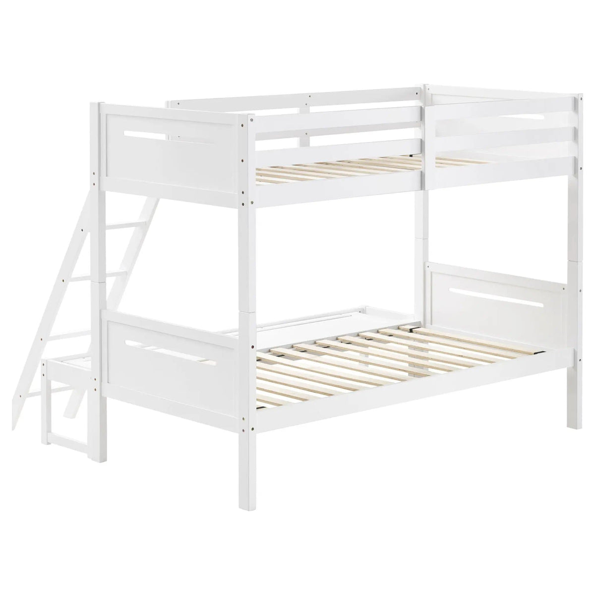 Littleton Wood Twin Over Full Bunk Bed | 79.25 x 57.75 x 64 in | Rubberwood & Engineered Wood | White