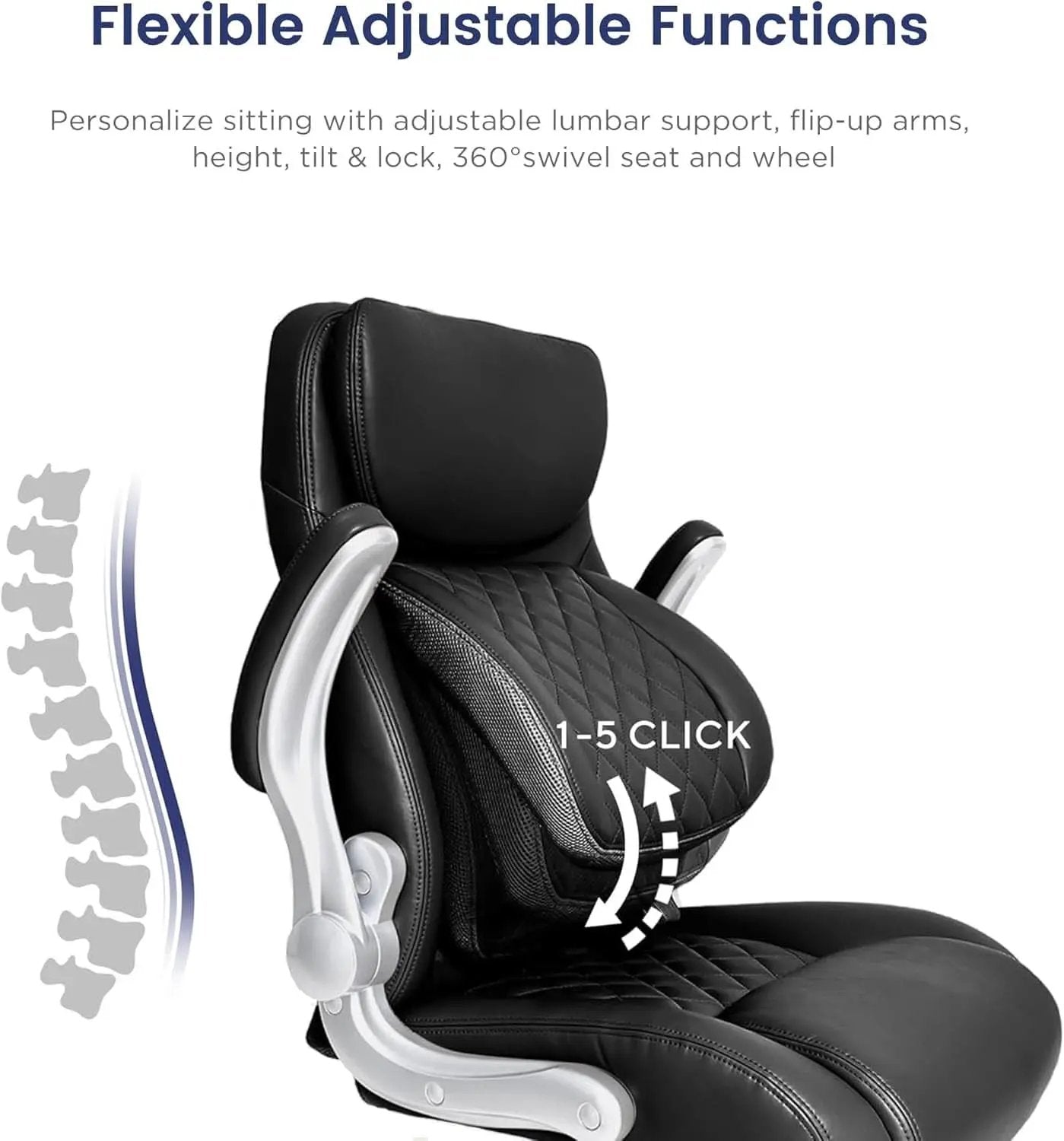 Ergonomic Office Chair With Adjustable Lumbar Support Black from PriceLows™