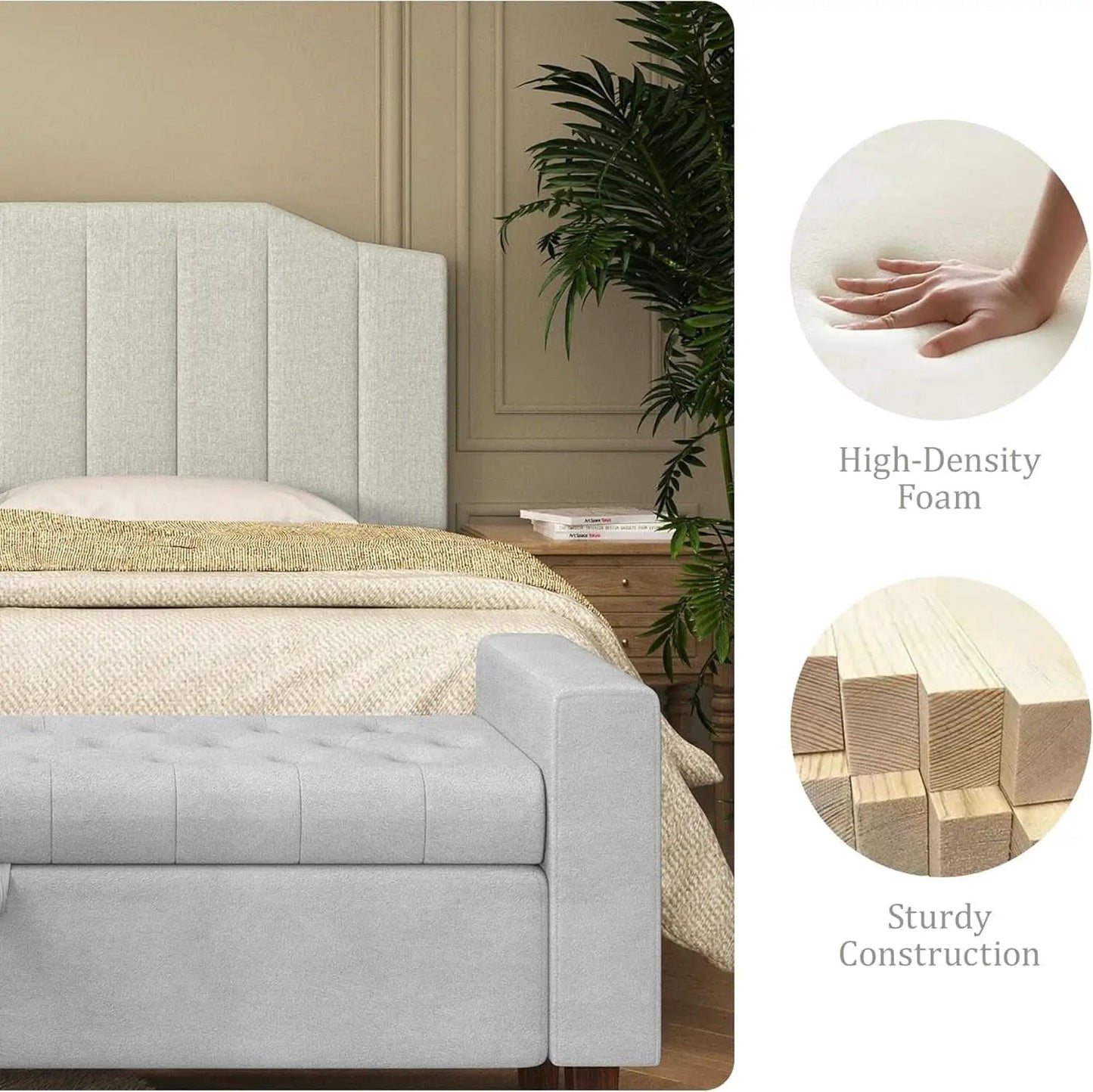 Linen Upholstered King Size Headboard with Easy Assembly from PriceLows™