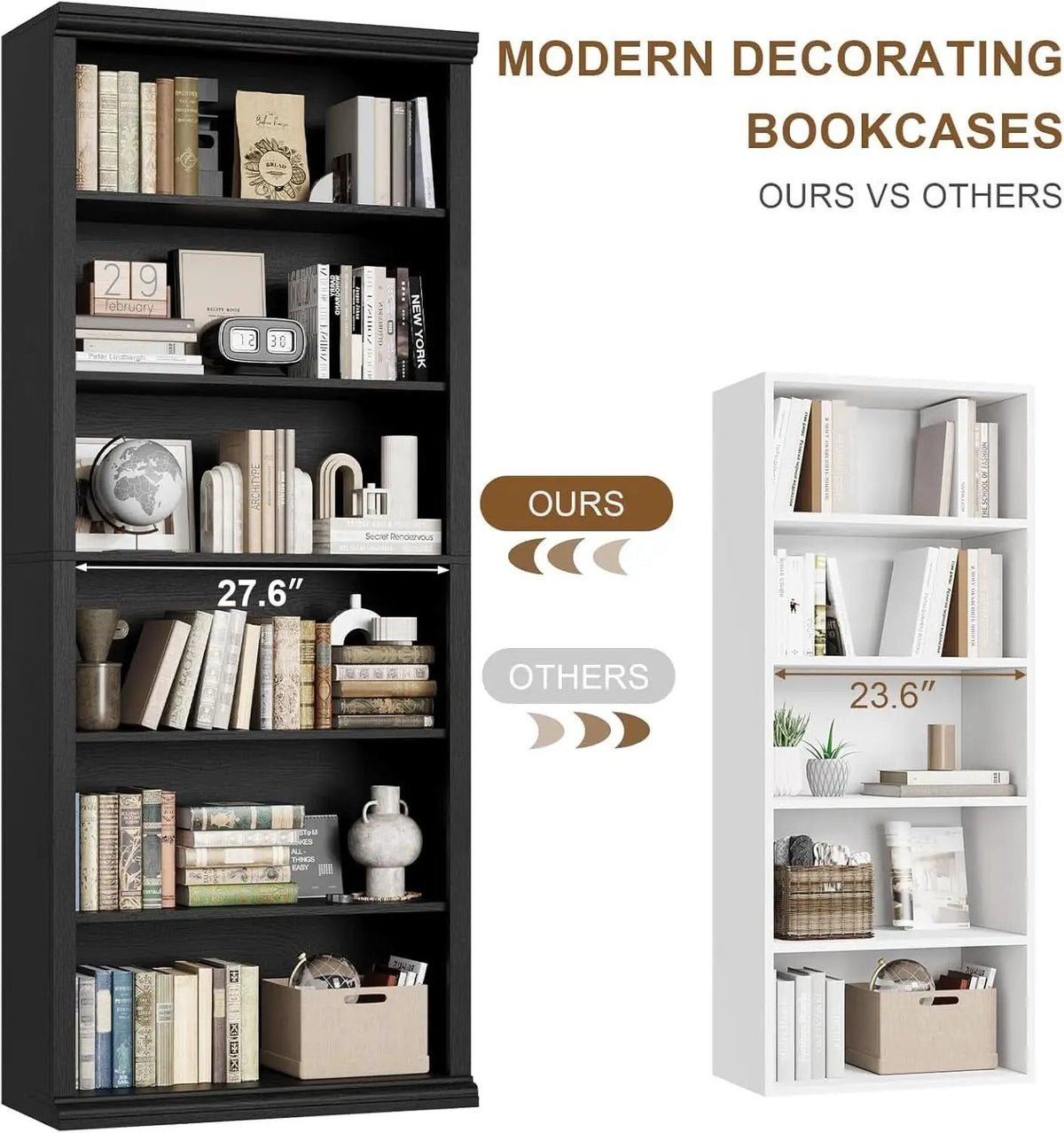 28 Inch Wide Tall Bookcase With Six Tiers For Home Office Storage For Living Room Organization from PriceLows™