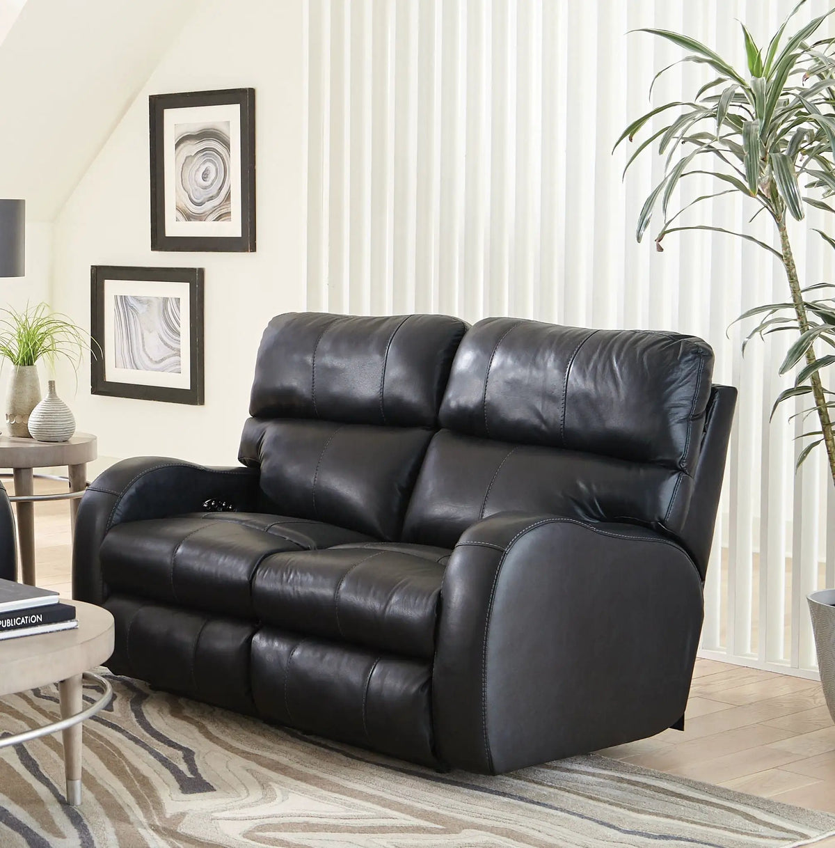 Power Reclining Loveseat | Lay Flat | Genuine Leather | 60 Inch