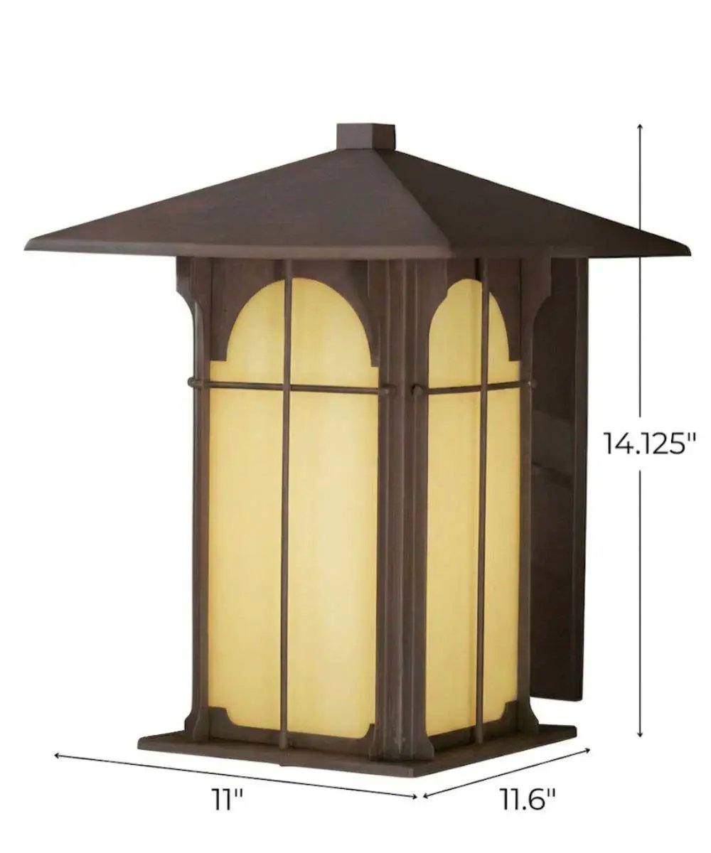 Outdoor Wall Lantern | 14H 1-Light | Olde Brick Bronze | Amber Honey Opal