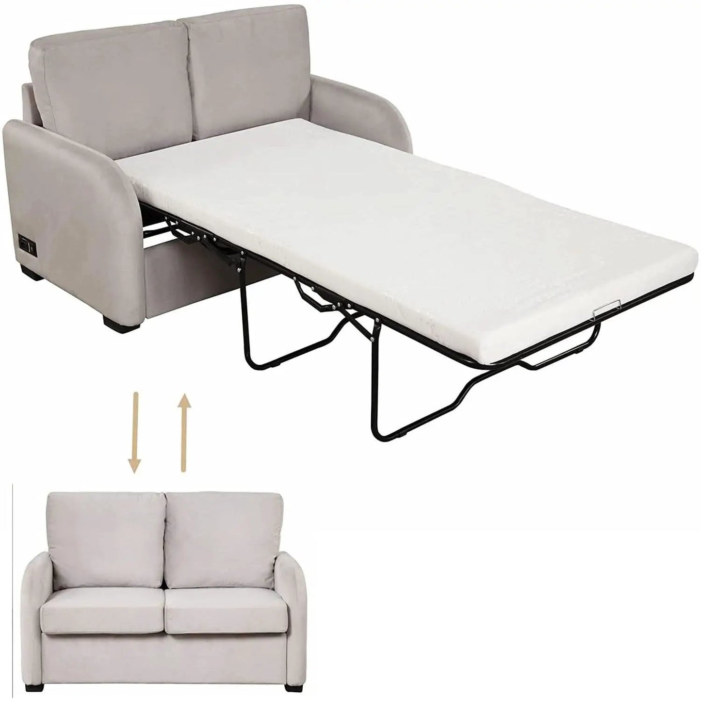 2 In 1 Velvet Sleeper Sofa With USB Port Convertible Loveseat Bed Soft Velvet Upholstery For Small Living Rooms Guests from PriceLows™
