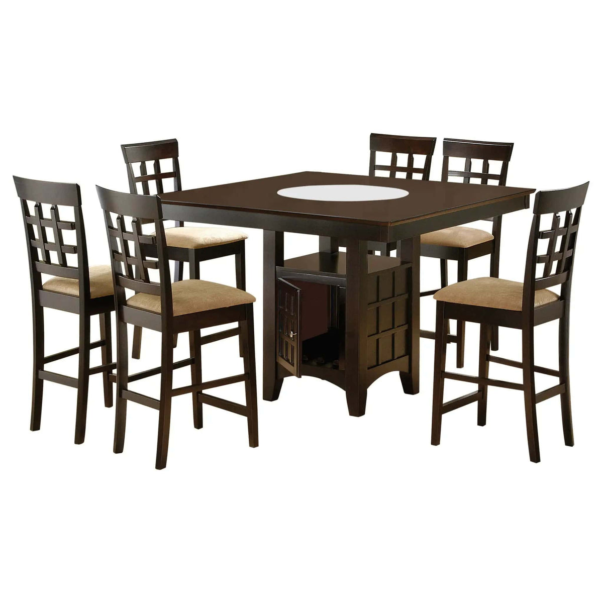 Gabriel 7-piece Square Counter Height Dining Set (Style 2) | 7-Piece Set | Rubberwood & Engineered Wood | Cappuccino