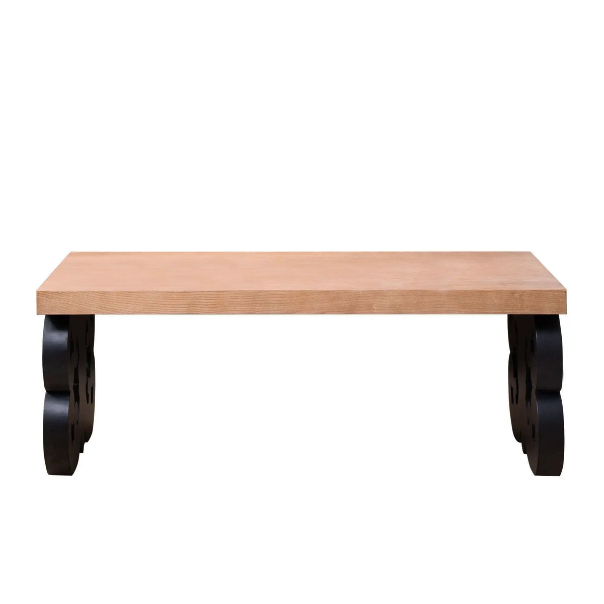 Farmhouse Coffee Table | Ornate Scroll Base | Natural Wood Top | Intricately Carved