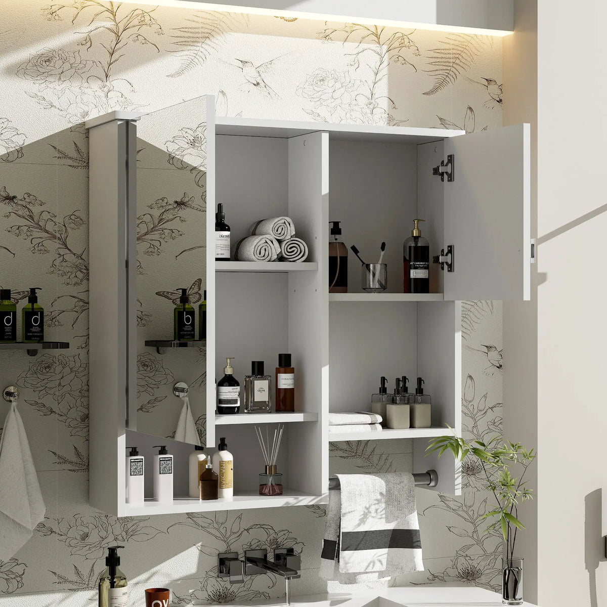 Wall Mounted Medicine Cabinet | Bathroom Mirror | Adjustable Shelf | 29.52 Inch Width