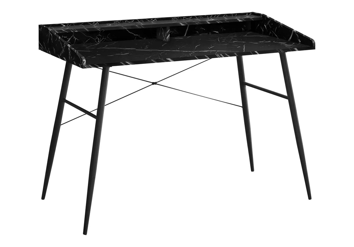 Computer Desk With Shelves | 47.25 Inch Width | Tapered Angled Metal Legs | 34 Inch Height