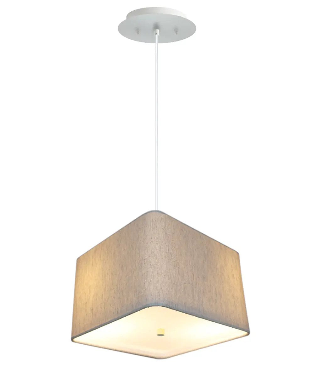 2 Light Pendant | 12 Inch Square | Oatmeal Drum Shade | White Cord
