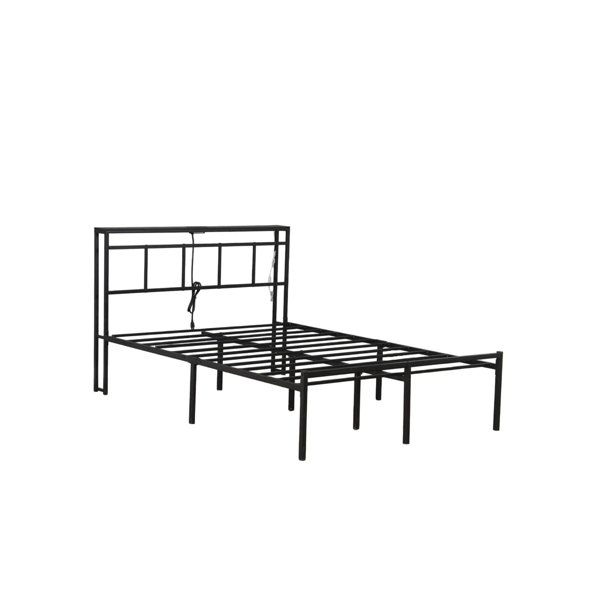 Platform Bed Frame With Storage Headboard | USB C Charging Station | RGB LED Light Strip | 81 Inch Length