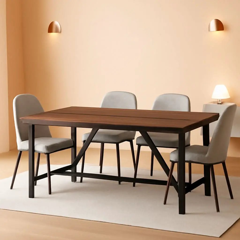70.8 Inch Rustic Brown Farmhouse Dining Table For 6 To 8 People from PriceLows™