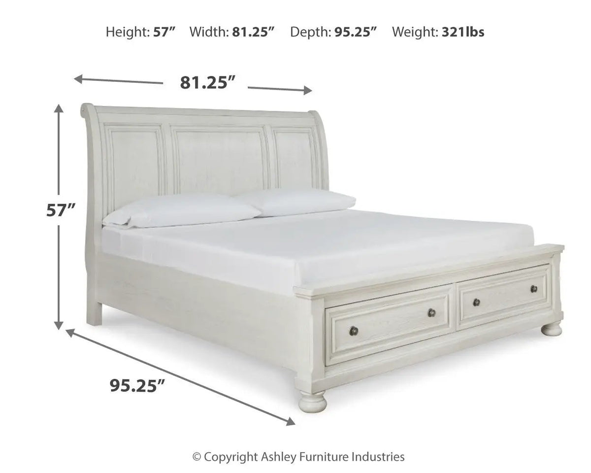 Robbinsdale Sleigh Storage Bed | Elegant Timeless Design | Bedroom Foundation | 85.25 Inch Length