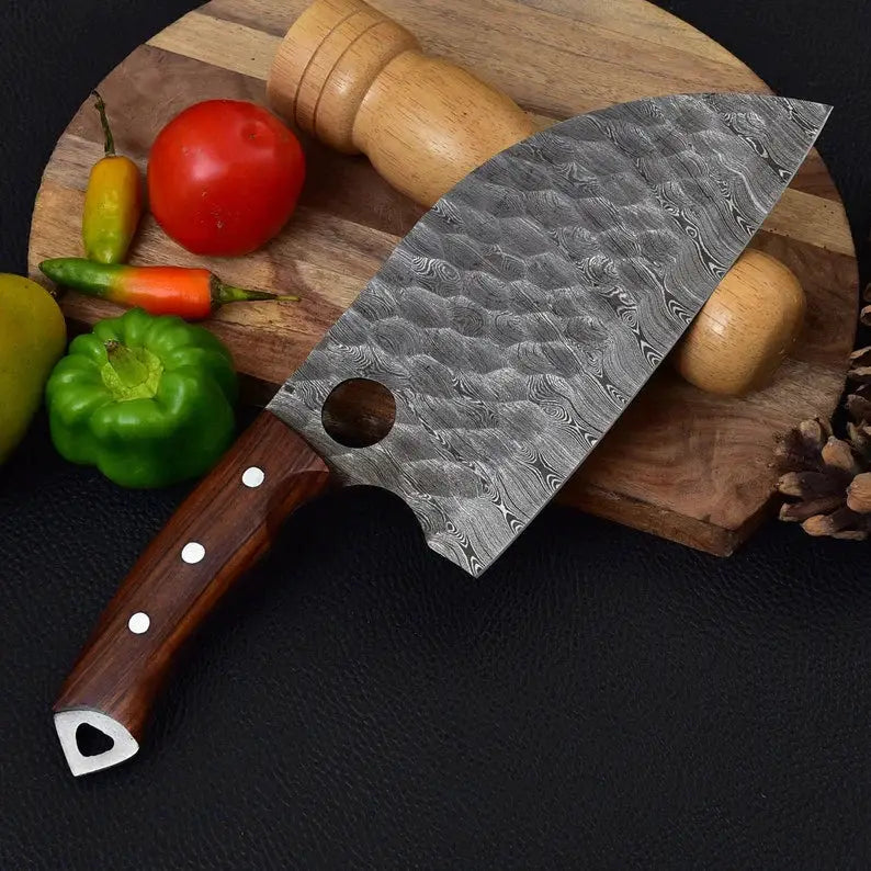 Custom Handmade Damascus Steel Cleaver Heavy Duty Chopper Chef Kitchen Knife Damascus Steel Cleaver from PriceLows™