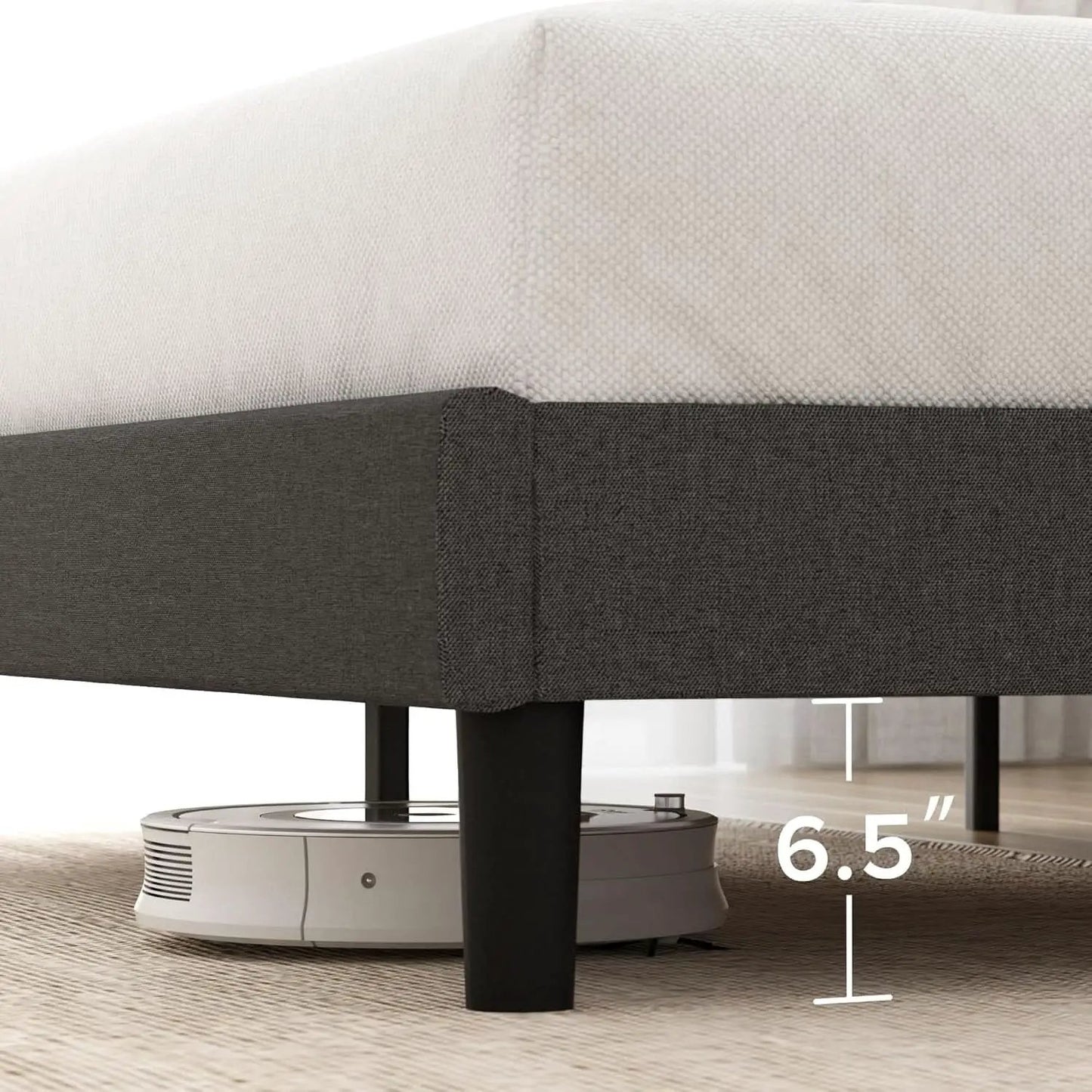 Queen Size Upholstered Bed Frame With Asymmetric Headboard from PriceLows™