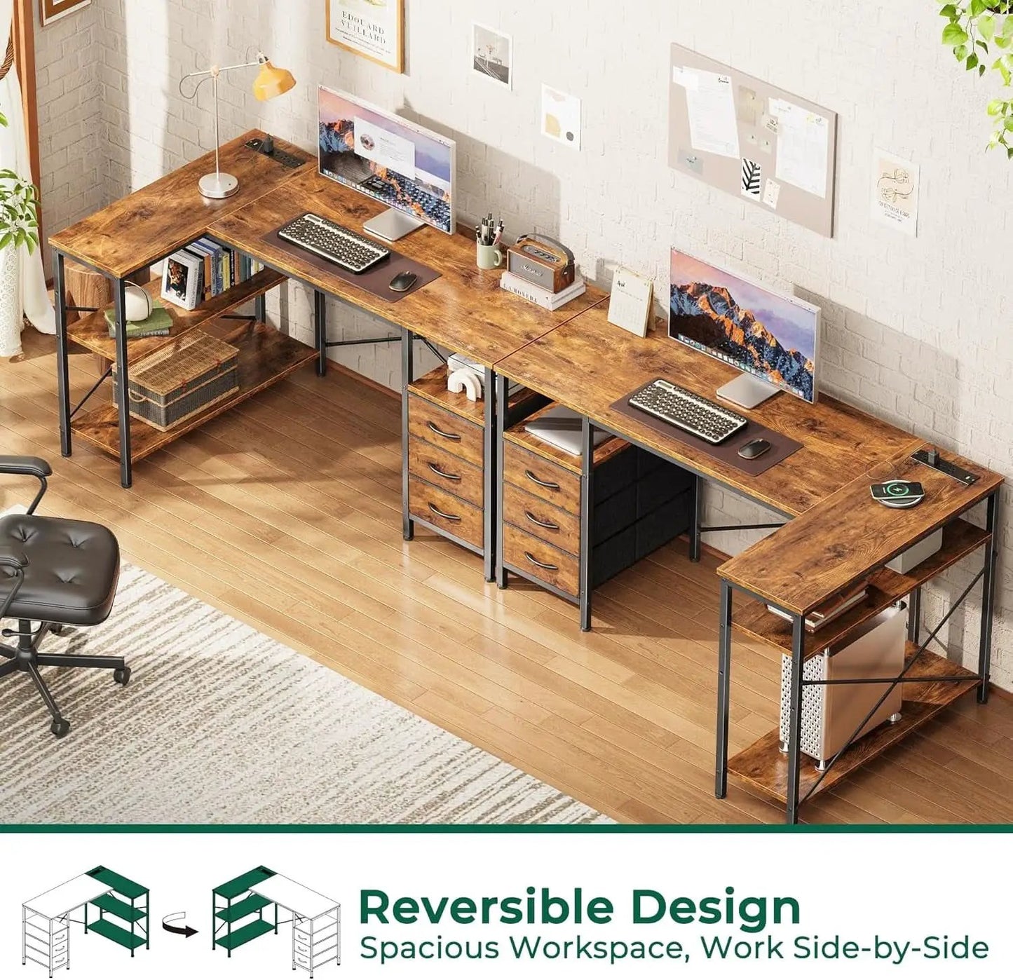 L Shaped Desk 47 Inch With Power Outlets For Home Office from PriceLows™