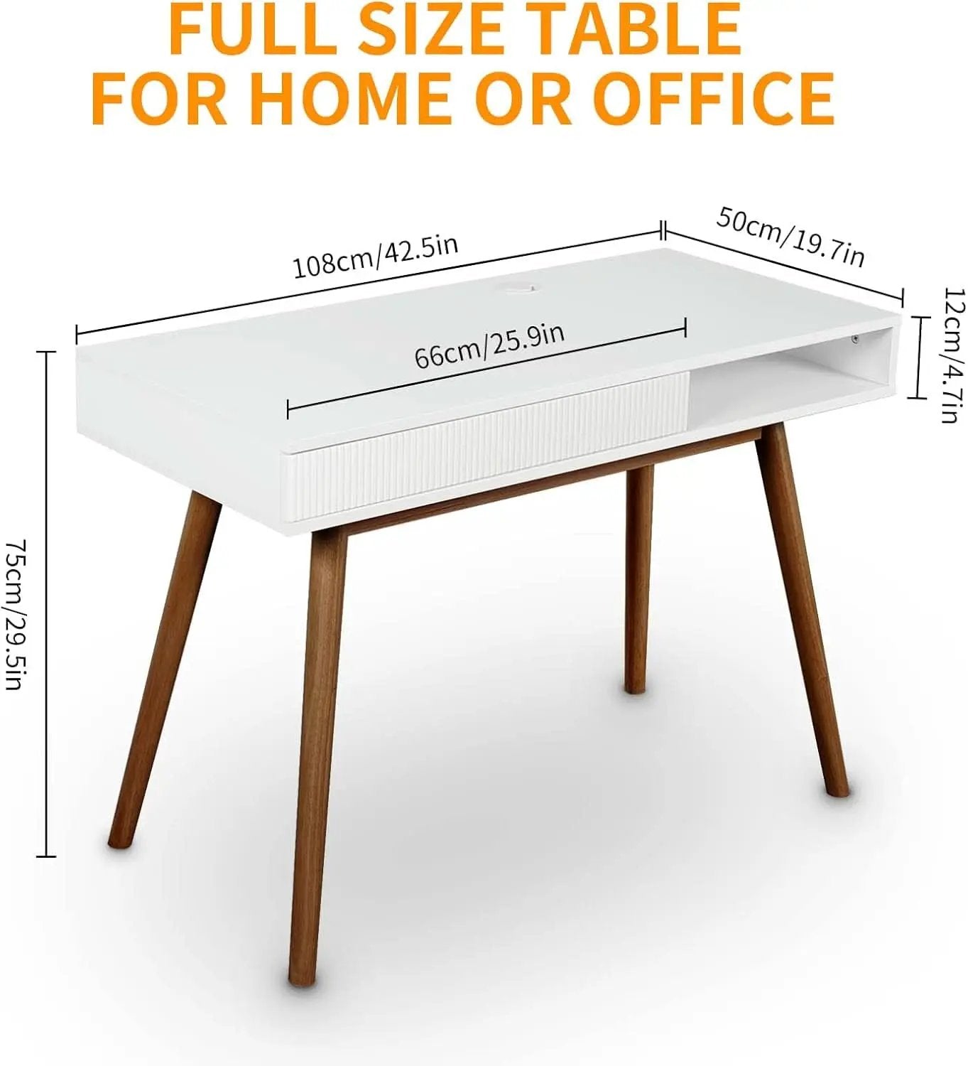White Writing Desk With Drawers Mid Century Modern from PriceLows™