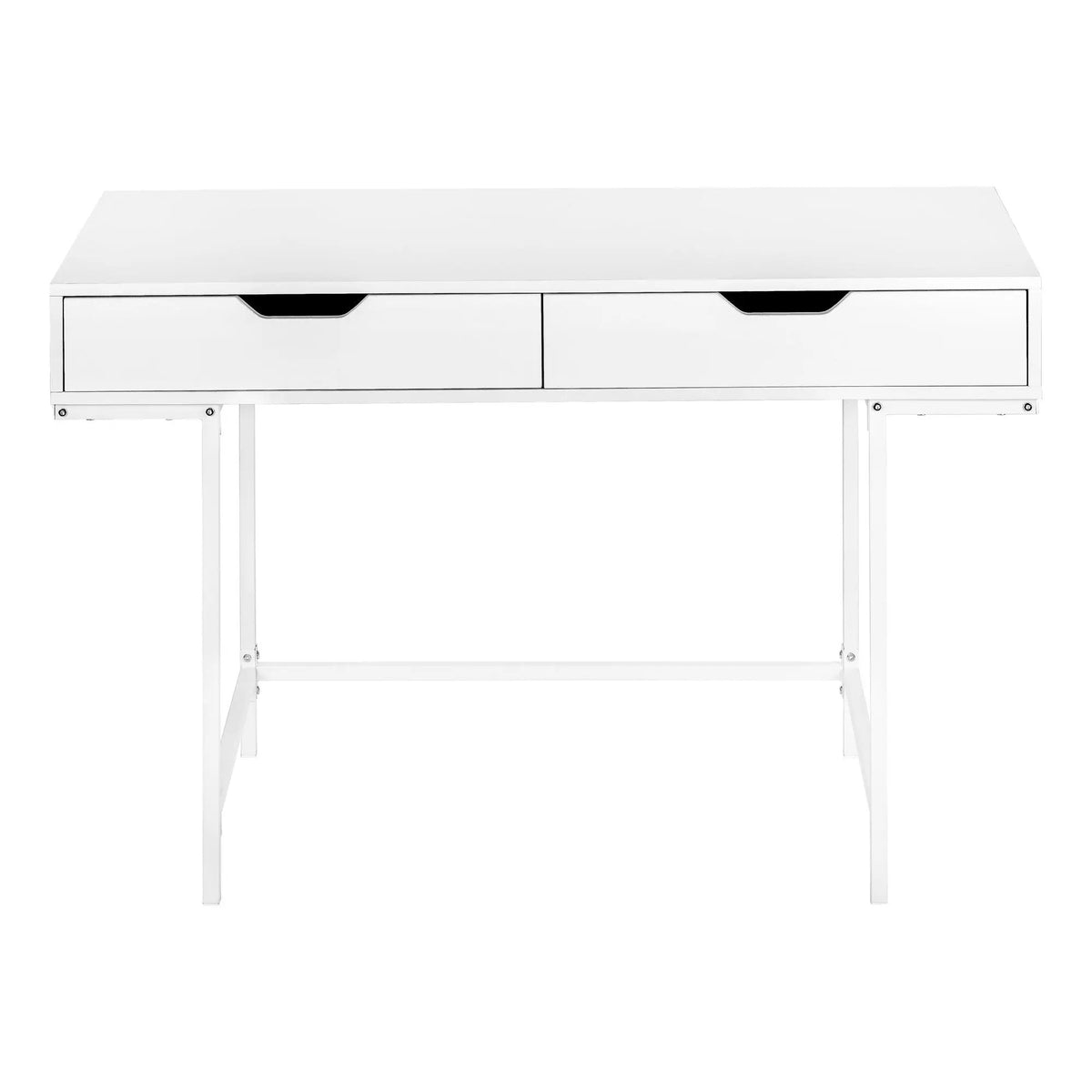 Marble Look Computer Desk | Two Wide Handle Drawers | Contemporary Modern Design | 47.25 Inch Length