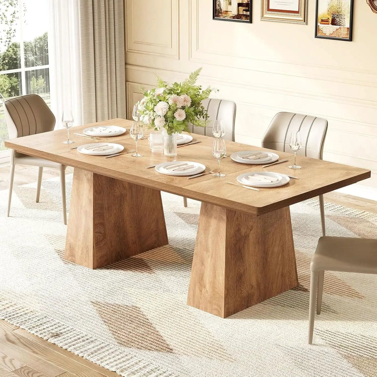 Oak Dining Table For 6 With Scratch Resistant Coating from PriceLows™