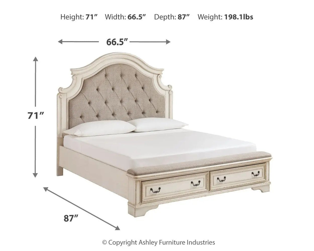 Realyn Upholstered Storage Bed | Cottage Style | Ornate Headboard | 70.88 Inch Height