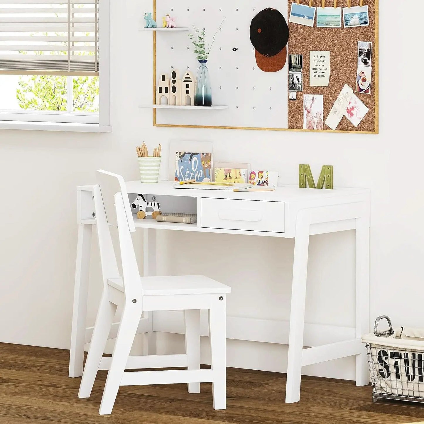Kids Desk and Chair Set With Storage Drawers for Study from PriceLows™