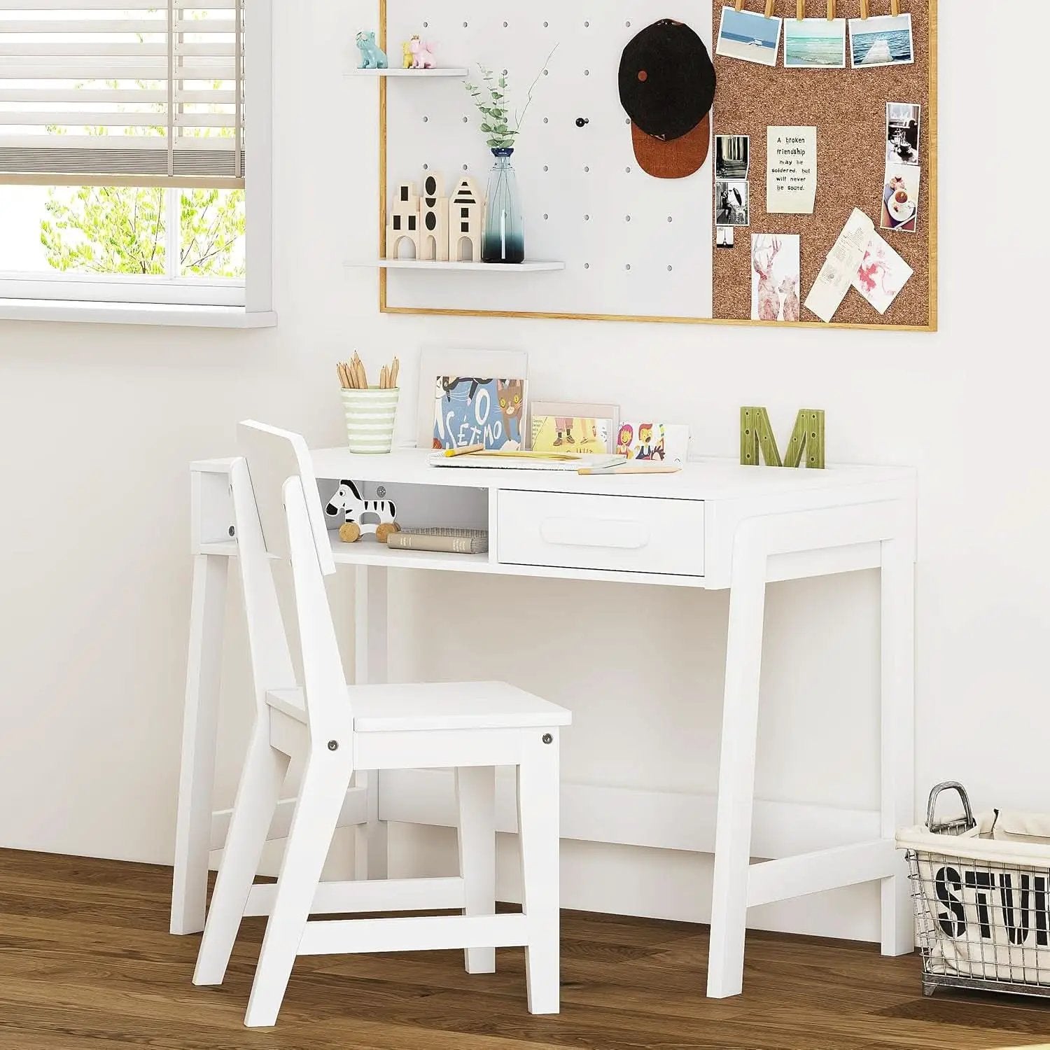 Kids Desk and Chair Set With Storage Drawers for Study from PriceLows™