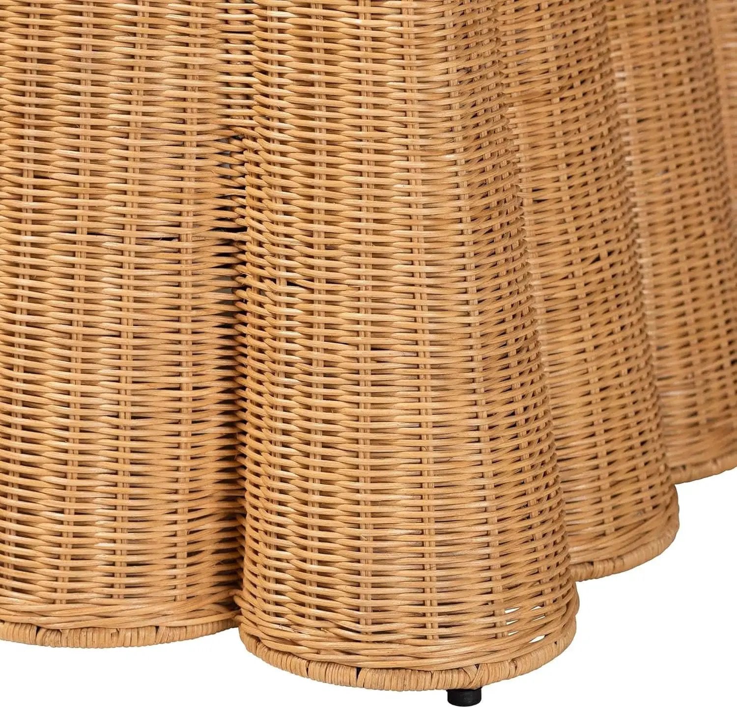 Honey Bohemian Scallop Rattan Ottoman Plush Cushion from PriceLows™