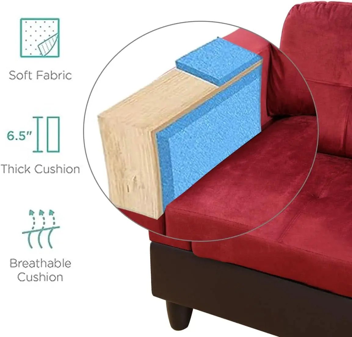 2 Piece Sectional Sofa Set L Shape Microfiber With Chaise Red Right Hand Facing Living Room from PriceLows™