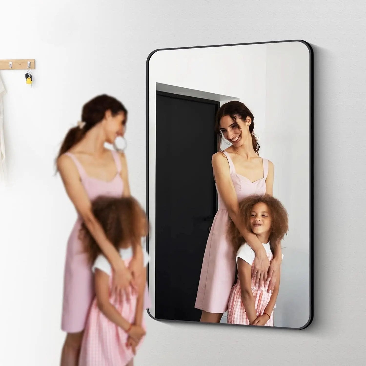 60x36 Inch Matte Black Bathroom Mirror With Metal Frame from PriceLows™