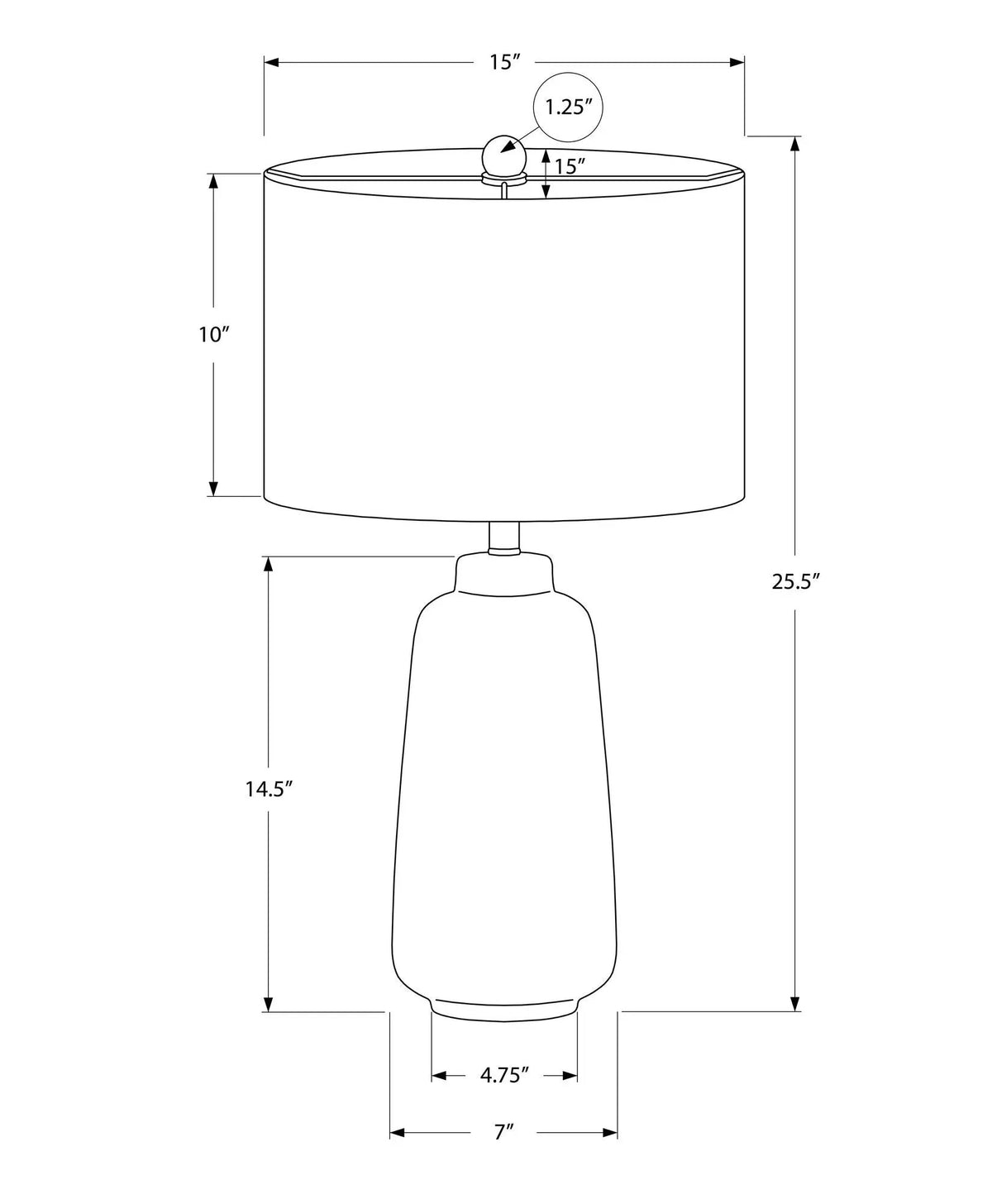 Cream Ceramic Table Lamp | Tapered Base | 26 Inch Height | 3-Way Rotary Switch