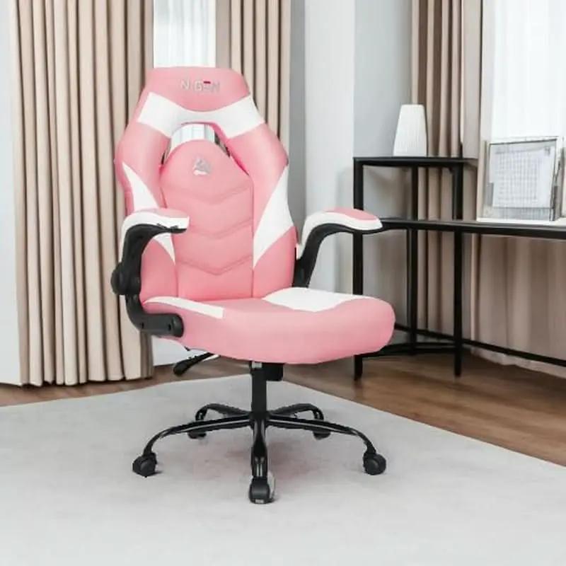 Pink Ergonomic Gaming Chair With Adjustable Lumbar Support from PriceLows™