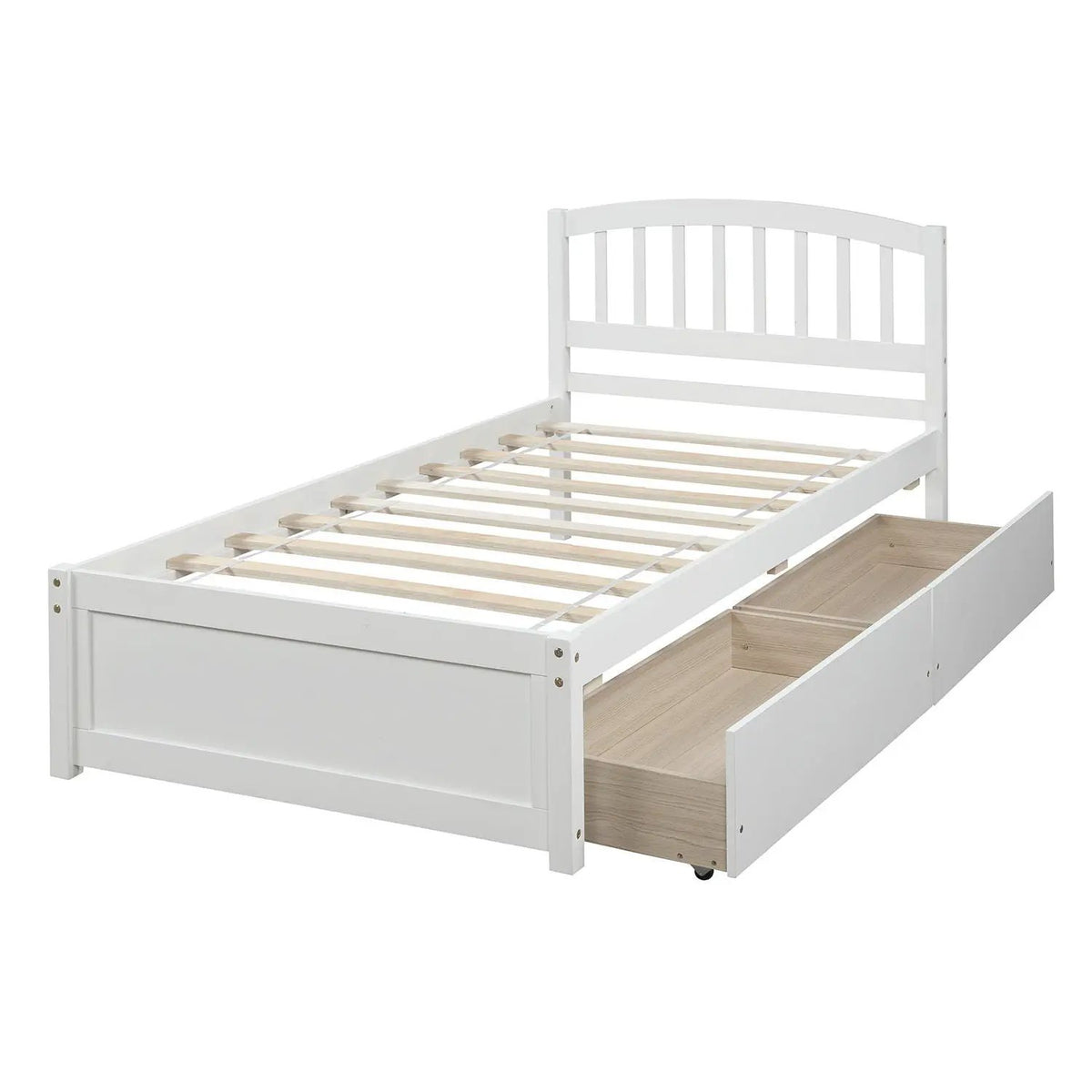 Platform Storage Bed | Wood Frame | Two Drawers | Headboard And Footboard