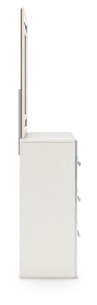 Zuraleus Six Drawer Dresser | Large-Scale Handles | Chrome-Tone Details | Glam Style
