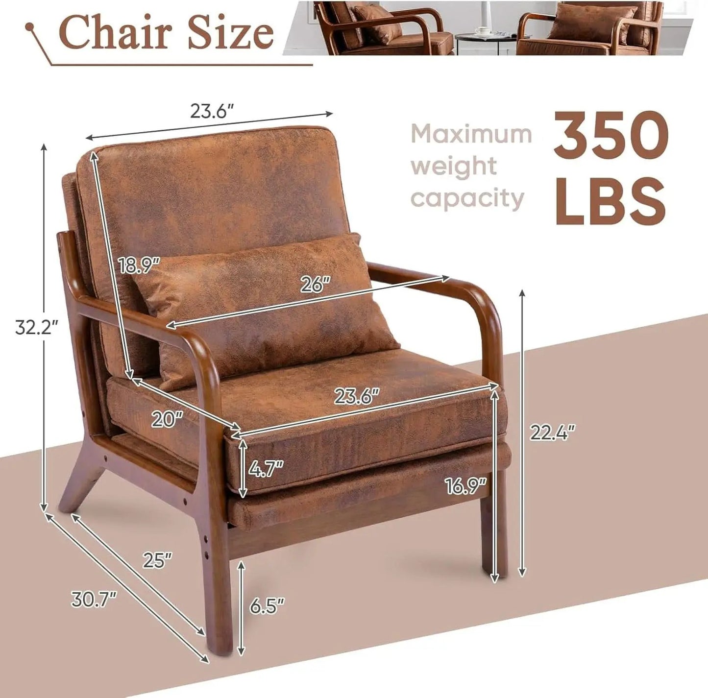 Brown Microfiber Midcentury Modern Accent Chair Set from PriceLows™