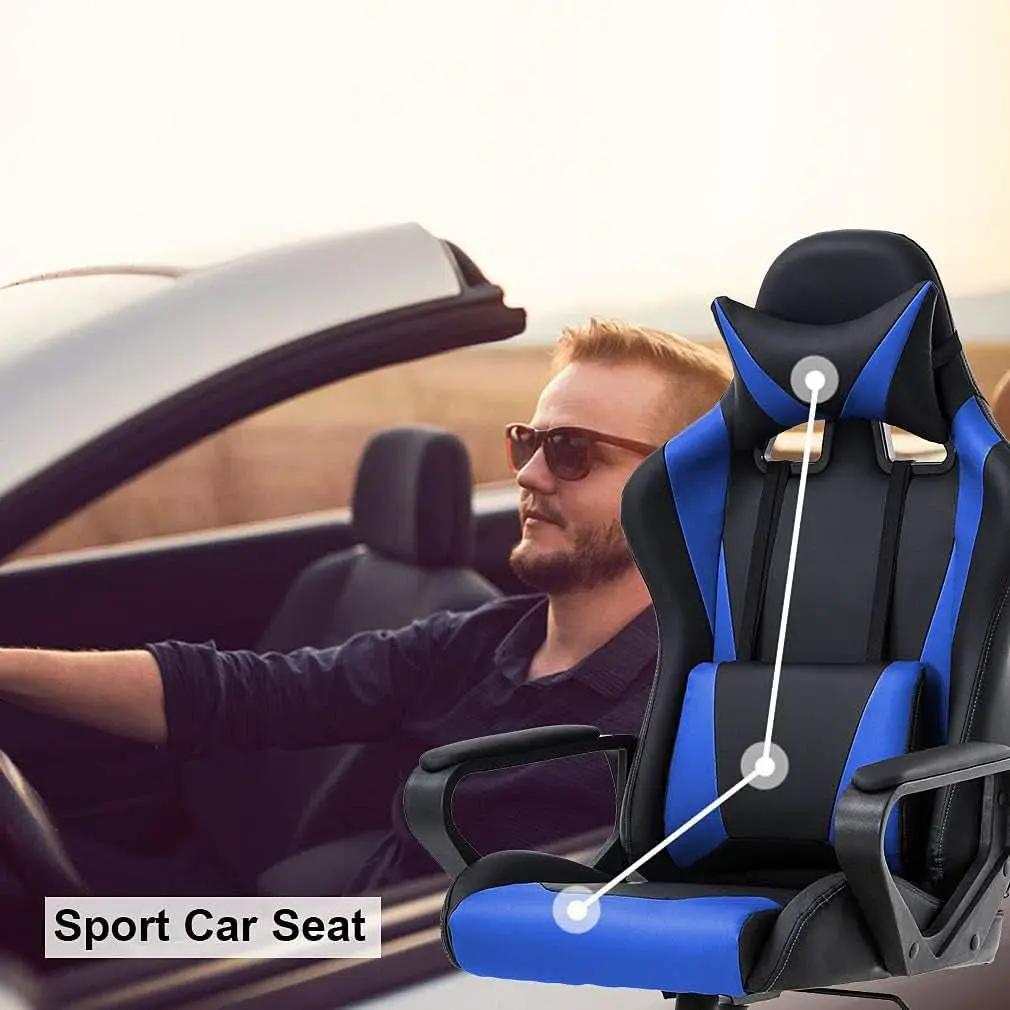 Blue High Back Ergonomic Gaming Chair With Lumbar Support from PriceLows™