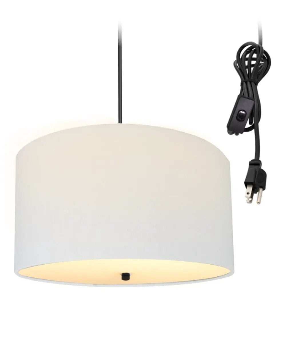 Swag Pendant Light | 16 Inch Wide | 2 Light | White Linen Drum